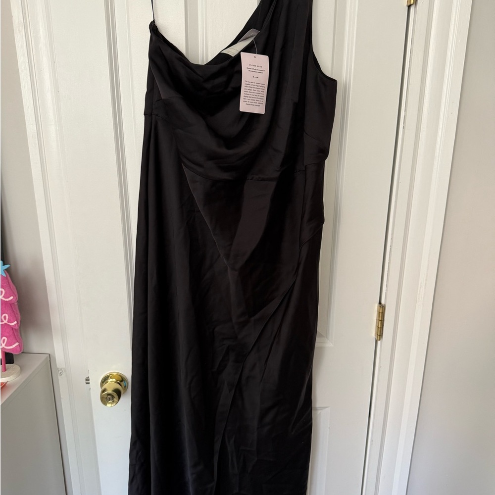 BHLDN Chic Black One-Shoulder Dress